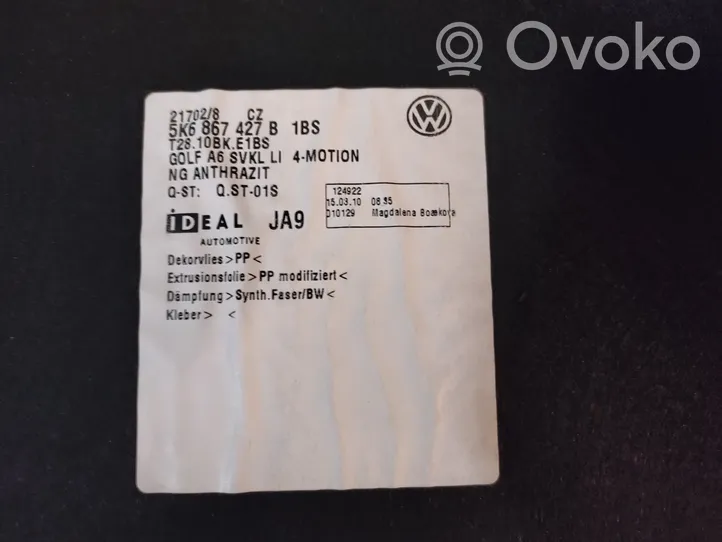 Volkswagen Golf VI Tavaratilan/takakontin alempi sivuverhoilu 5K6867427