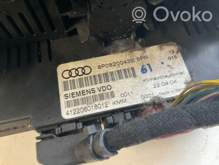 Audi A3 S3 A3 Sportback 8P Oro kondicionieriaus/ klimato/ pečiuko valdymo blokas (salone) 8P0820043E