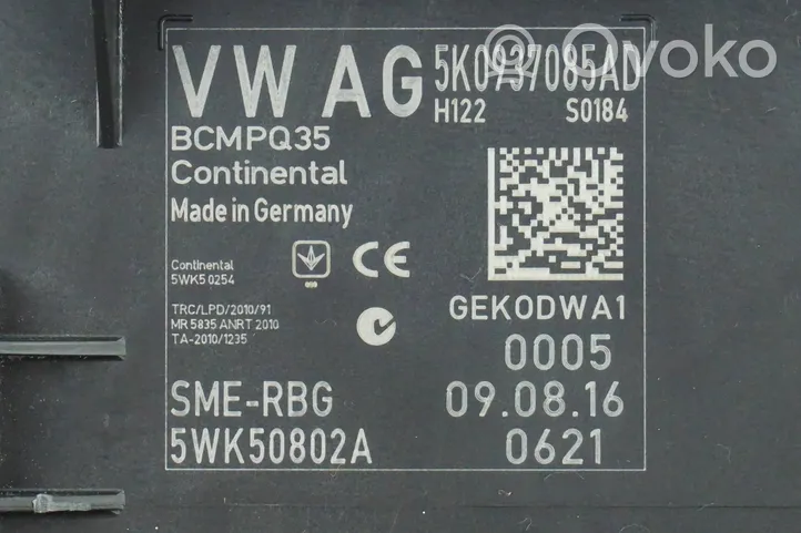 Volkswagen Caddy Katvealueen valvonnan ohjainlaite (BSM) 5K0937085AD