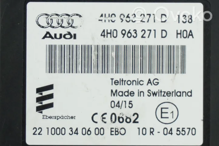 Audi A3 S3 8V Autonominio šildytuvo (webastos) valdymo blokas 4H0963271D