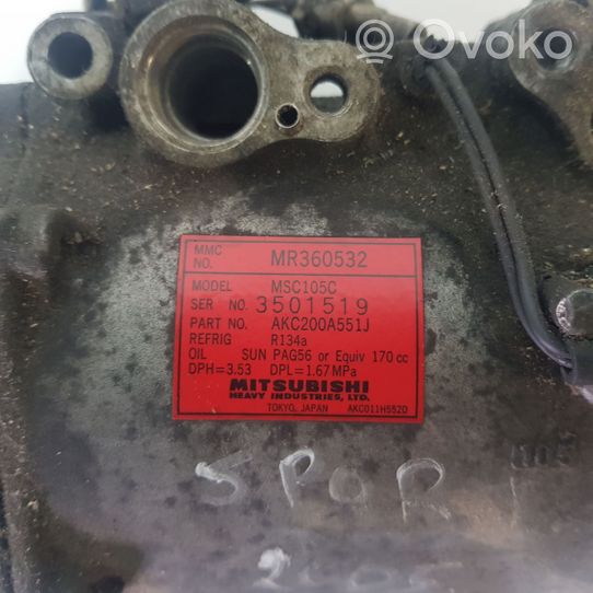 Mitsubishi Pajero Sport I Compressore aria condizionata (A/C) (pompa) MR360532