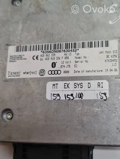 Audi A8 S8 D3 4E Module unité de contrôle Bluetooth 4E0910336F