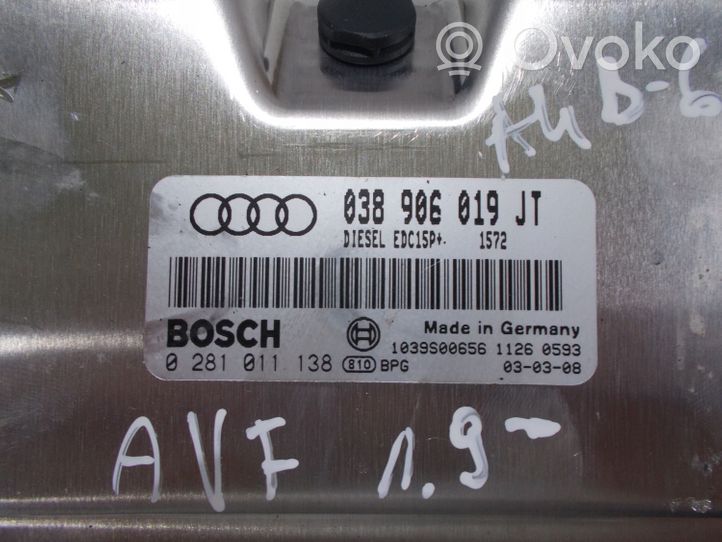 Audi A4 S4 B6 8E 8H Unidad de control/módulo del motor 0281011138