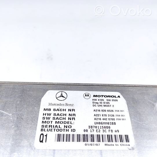 Mercedes-Benz S W221 Centralina/modulo bluetooth A2168206526