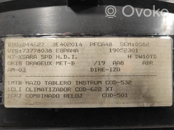 Citroen Xsara Tachimetro (quadro strumenti) P9648650180OR