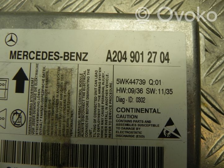 Mercedes-Benz C AMG W204 Centralina/modulo airbag A2049012704