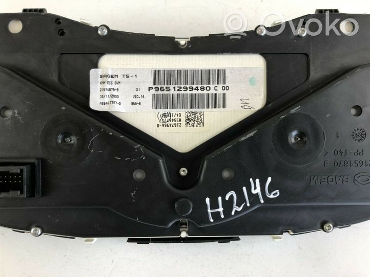 Peugeot 307 Compteur de vitesse tableau de bord P9651299480C