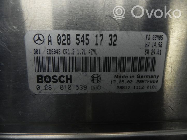 Mercedes-Benz Vaneo W414 Centralina/modulo del motore A0285451732