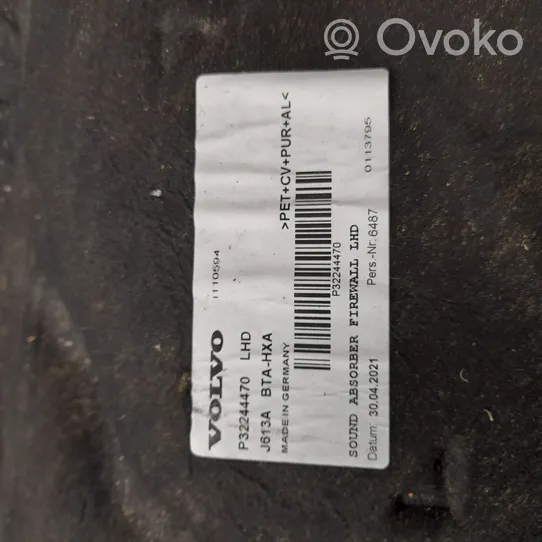 Volvo XC60 Isolante termico/insonorizzante vano motore/cofano 32244470