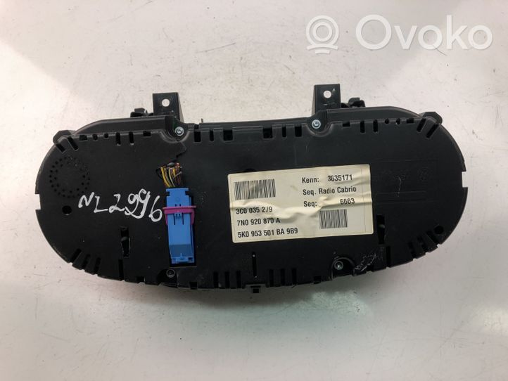 Volkswagen Sharan Speedometer (instrument cluster) 7N0920870P