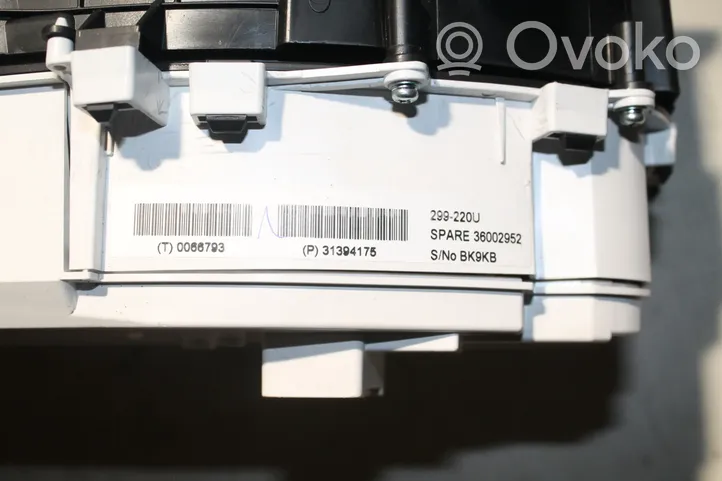 Volvo V40 Compteur de vitesse tableau de bord 31394175
