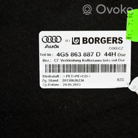 Audi A6 C7 Tavaratilan/takakontin alempi sivuverhoilu 4G5863887D