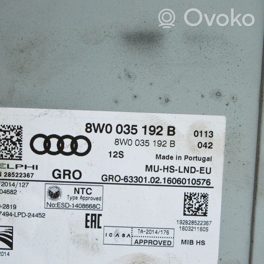 Audi A4 S4 B9 Navigācijas (GPS) vadības bloks 8W0035192B