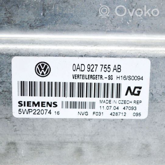Volkswagen Touareg I Vaihdelaatikon ohjainlaite/moduuli 0AD927755AB