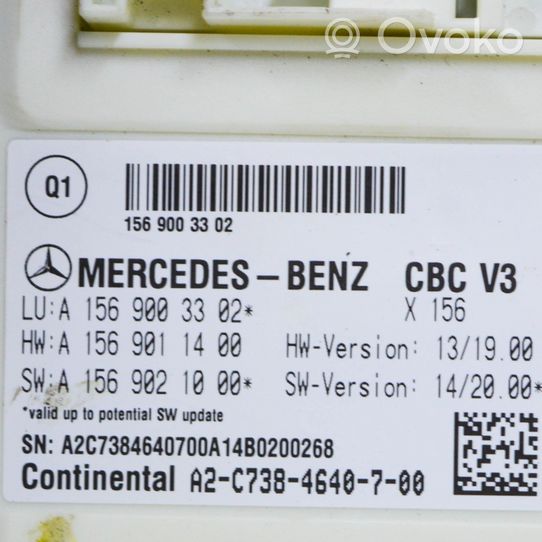Mercedes-Benz CLA C117 X117 W117 Korin keskiosan ohjainlaite A1569003302