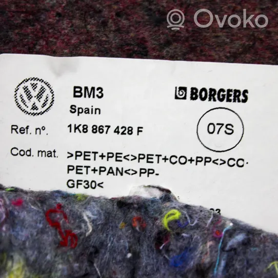 Volkswagen Scirocco Boczek / Tapicerka / bagażnika 1K8867428F