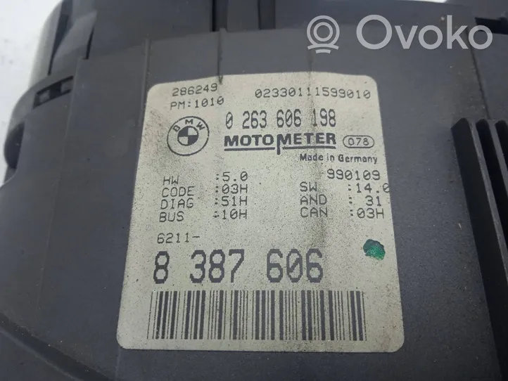 BMW 3 E46 Compteur de vitesse tableau de bord 0263606198