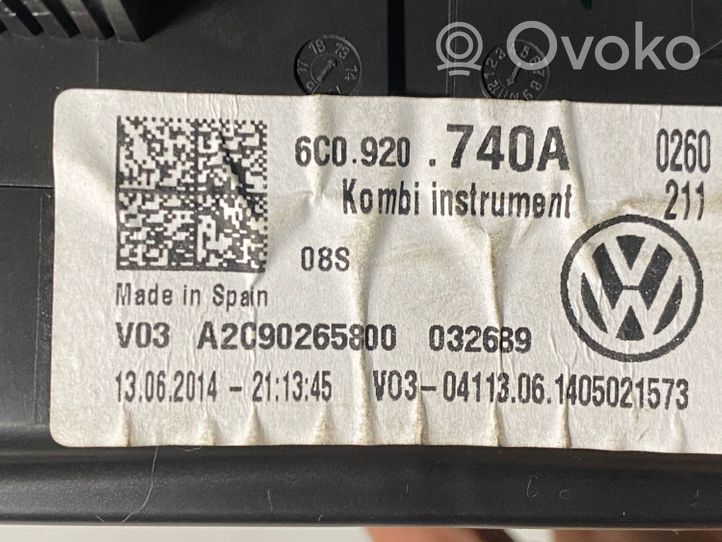 Volkswagen Polo V 6R Compteur de vitesse tableau de bord 6C0920740A