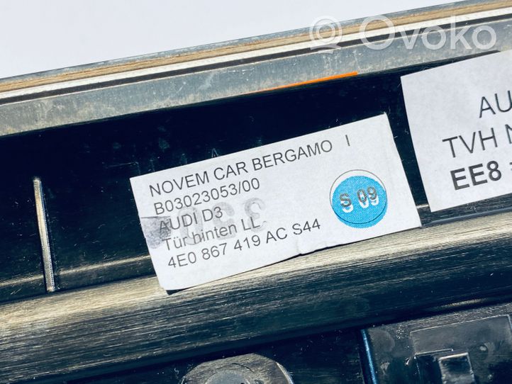 Audi A8 S8 D3 4E Rivestimento della portiera posteriore 4E0867419AC