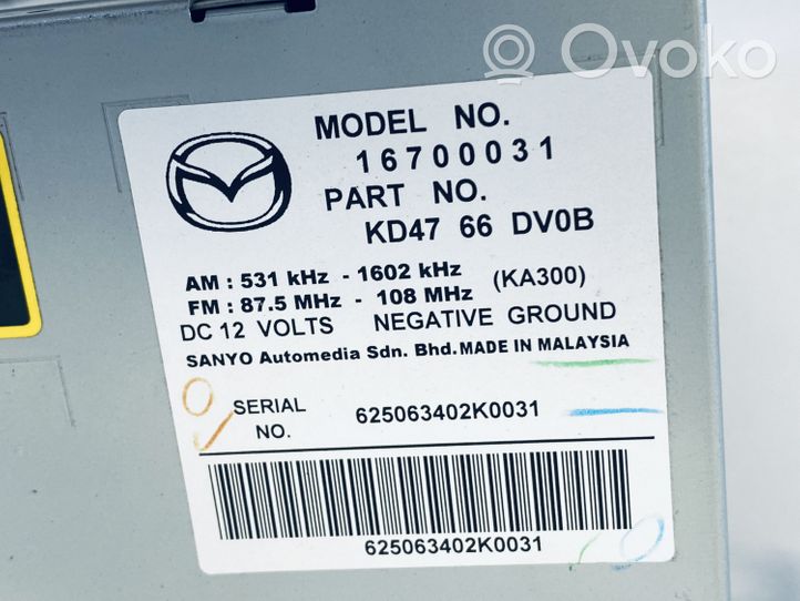 Mazda CX-5 Radio/CD/DVD/GPS-pääyksikkö KD4766DV0B