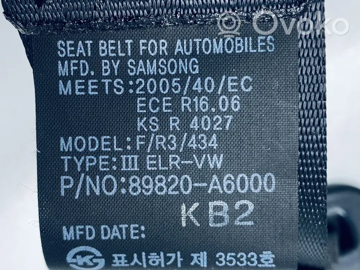 Hyundai i30 Cintura di sicurezza posteriore 89820A6000TRY