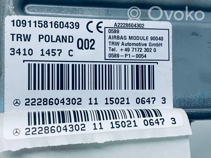 Mercedes-Benz S W222 Poduszka powietrzna Airbag boczna A2228604302