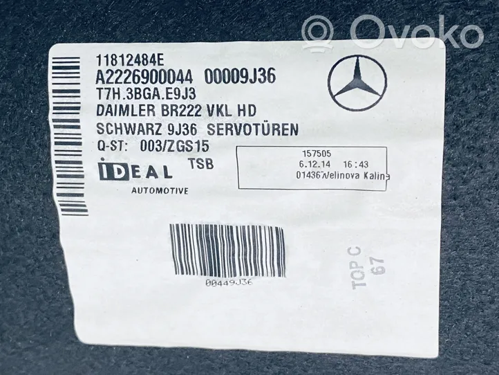 Mercedes-Benz S W222 Poszycie klapy tylnej bagażnika i inne elementy A2226900044