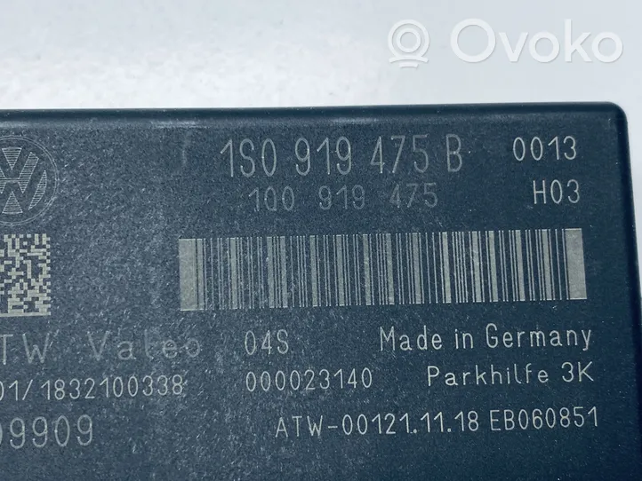 Volkswagen e-Up Pysäköintitutkan (PCD) ohjainlaite/moduuli 1S0919475B