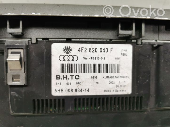 Audi A6 S6 C6 4F Ilmastoinnin ohjainlaite 4F2820043F