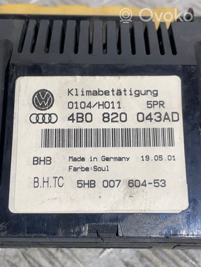 Audi A6 S6 C5 4B Gaisa kondicioniera / klimata kontroles / salona apsildes vadības bloks (salonā) 4B0820043AD