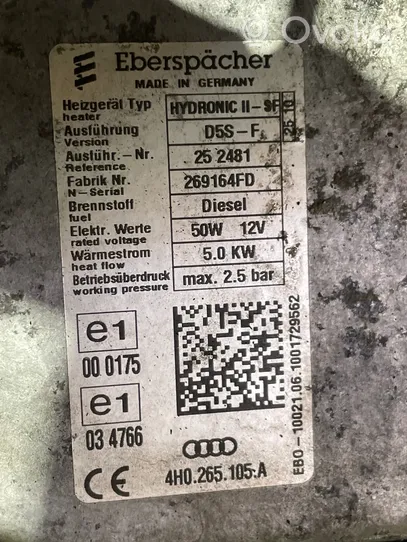 Audi A8 S8 D4 4H Autonominis šildytuvas (webasto) 4H0265081E