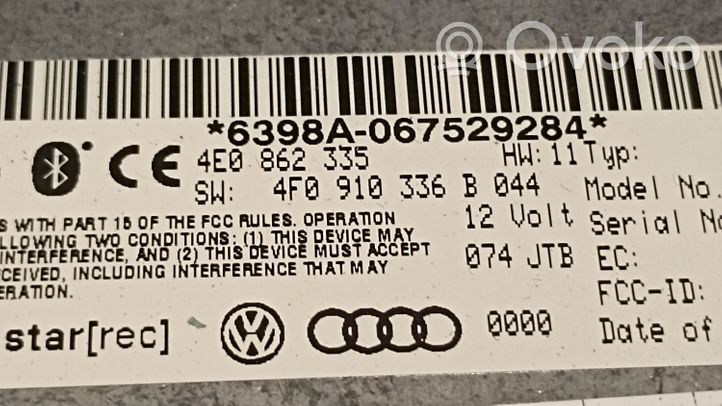 Audi A8 S8 D3 4E Module unité de contrôle Bluetooth 4E0862335