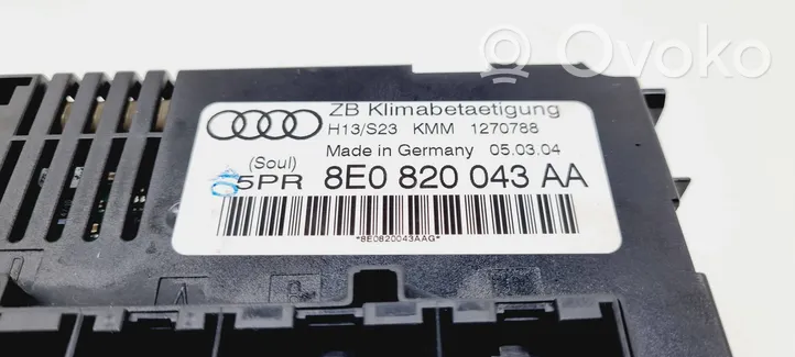 Audi A4 S4 B6 8E 8H Centralina del climatizzatore 8E0820043AA