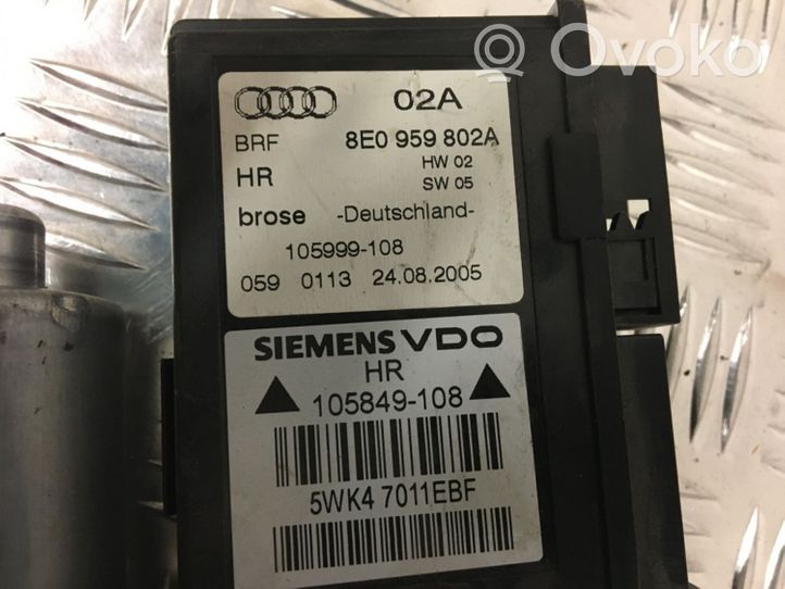 Audi A4 S4 B6 8E 8H Silniczek podnoszenia szyby drzwi tylnych 8E0959802A