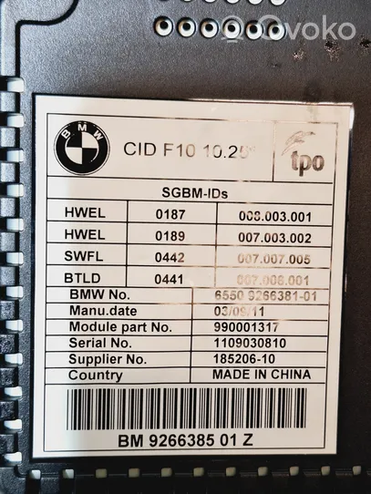 BMW 5 F10 F11 Ekranas/ displėjus/ ekraniukas 9266385