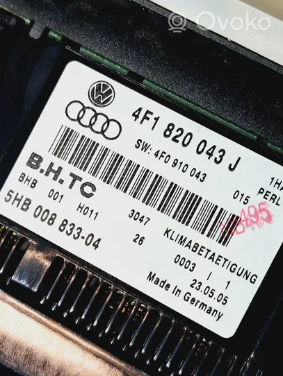 Audi A6 S6 C6 4F Ilmastoinnin ohjainlaite 4F1820043J