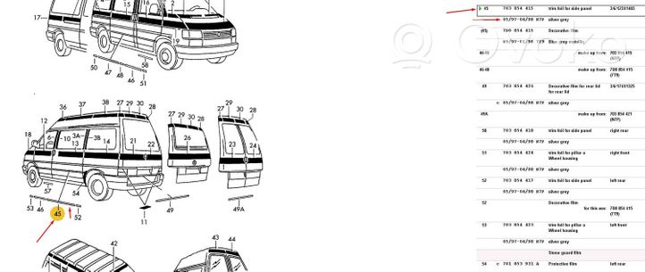 Volkswagen Transporter - Caravelle T4 Kita išorės detalė 703854415