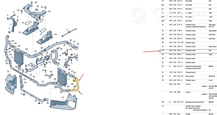 Audi A6 S6 C6 4F Interkūlerio žarnos/ vamzdelio laikiklis/ kronšteinas 4F0145683F