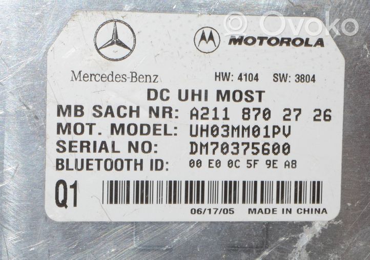 Mercedes-Benz E W211 Centralina/modulo bluetooth a2118702726