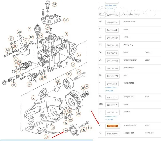 Audi 100 S4 C4 Шкив натяжителя ремня 046130195d