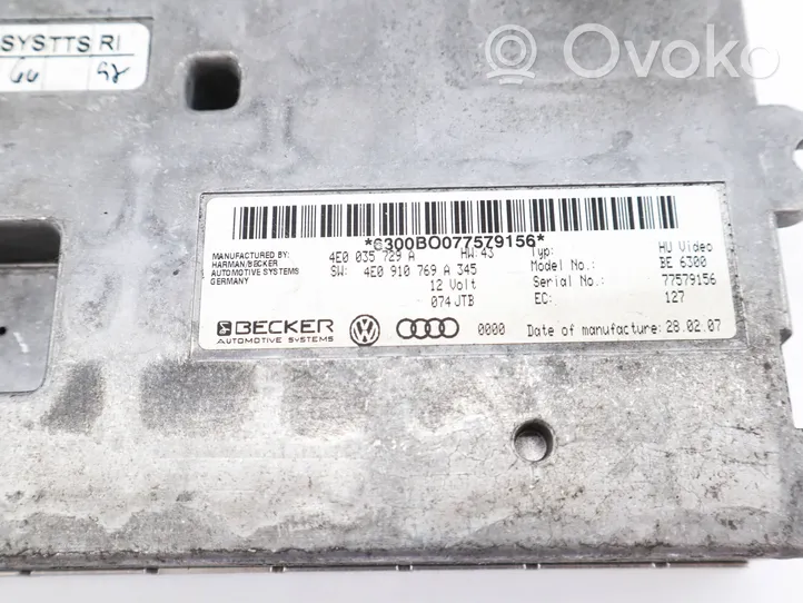 Audi A8 S8 D3 4E Unité / module navigation GPS 4E0035729A