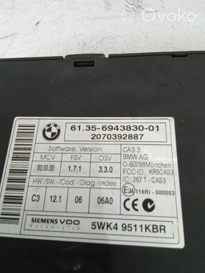 BMW 3 E90 E91 Moduł / Sterownik CAS 6943830