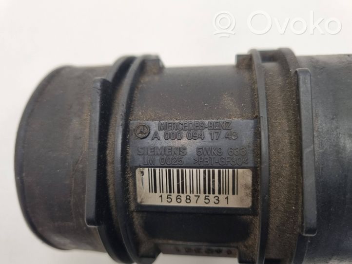 Mercedes-Benz G W461 463 Misuratore di portata d'aria A0000941748