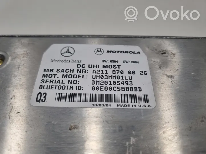 Mercedes-Benz E W211 Module unité de contrôle Bluetooth A2118700026