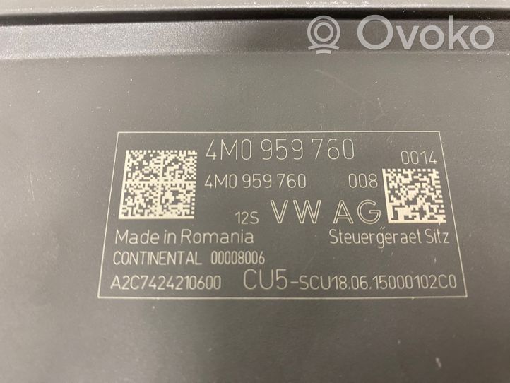 Audi Q7 4M Moduł / Sterownik fotela 4M0959760