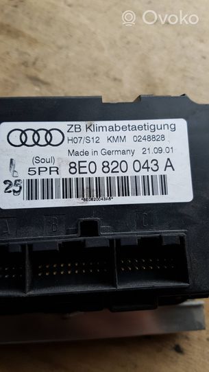 Audi A4 S4 B6 8E 8H Ilmastoinnin ohjainlaite 8E0820043A