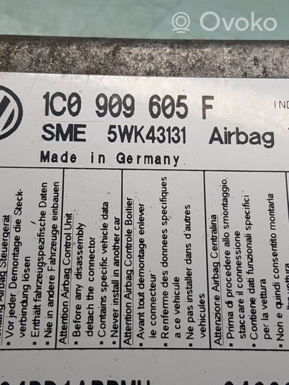 Volkswagen Sharan Module de contrôle airbag 1c0909605f