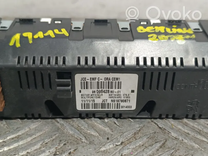 Citroen Berlingo Monitor / wyświetlacz / ekran 9809842880