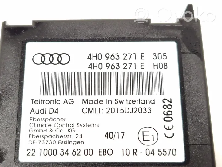 Audi A4 S4 B9 Centralina/modulo riscaldamento ausiliario 4H0963271E