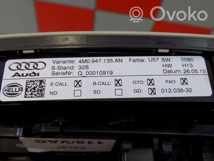 Audi Q7 4M Éclairage lumière plafonnier avant 4M0947135AN